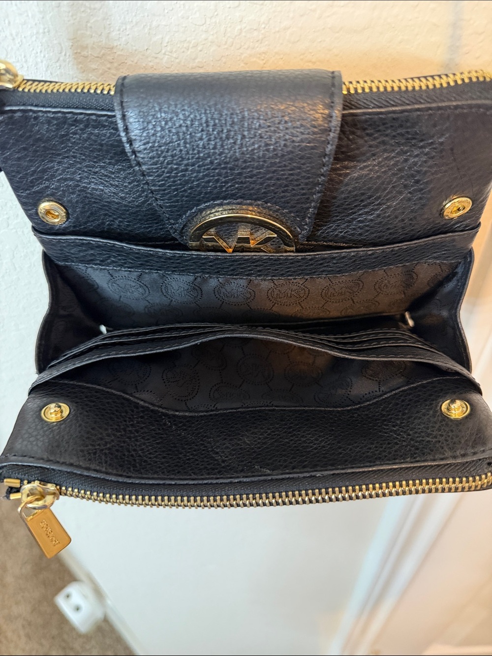 Michael Kors Black Leather Crossbody with Gold Accents - Picture 4 of 9